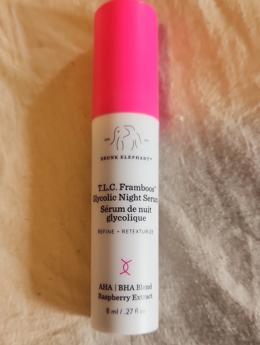 💕5/$25 Drunk Elephant Glycolic Night Serum in bright pink and white